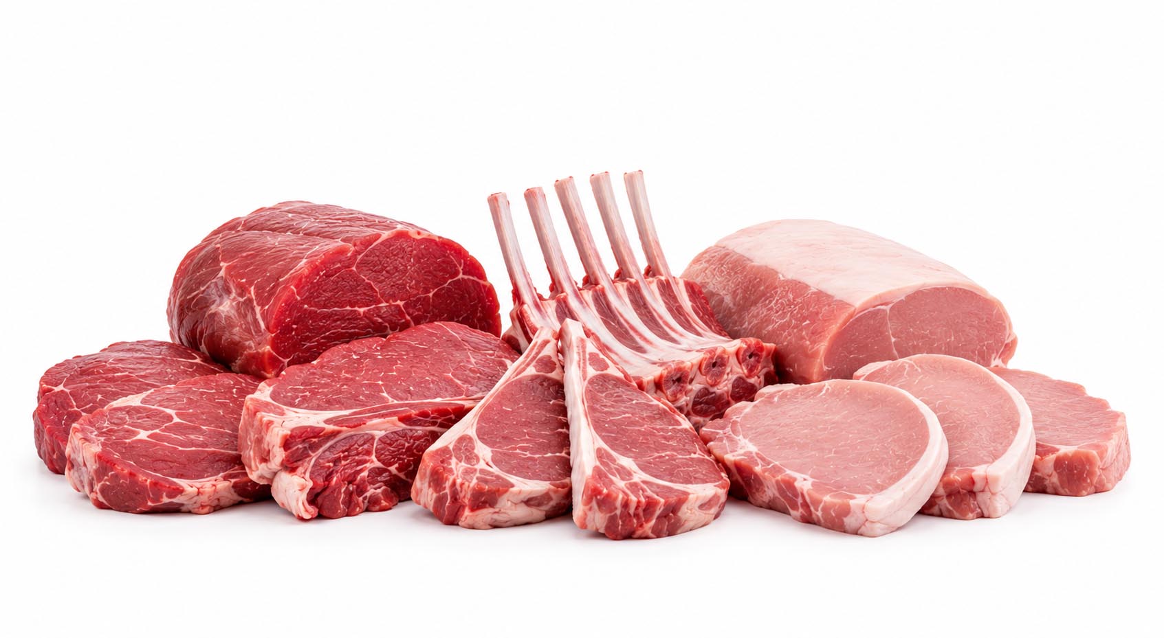 A selection of raw meat cuts