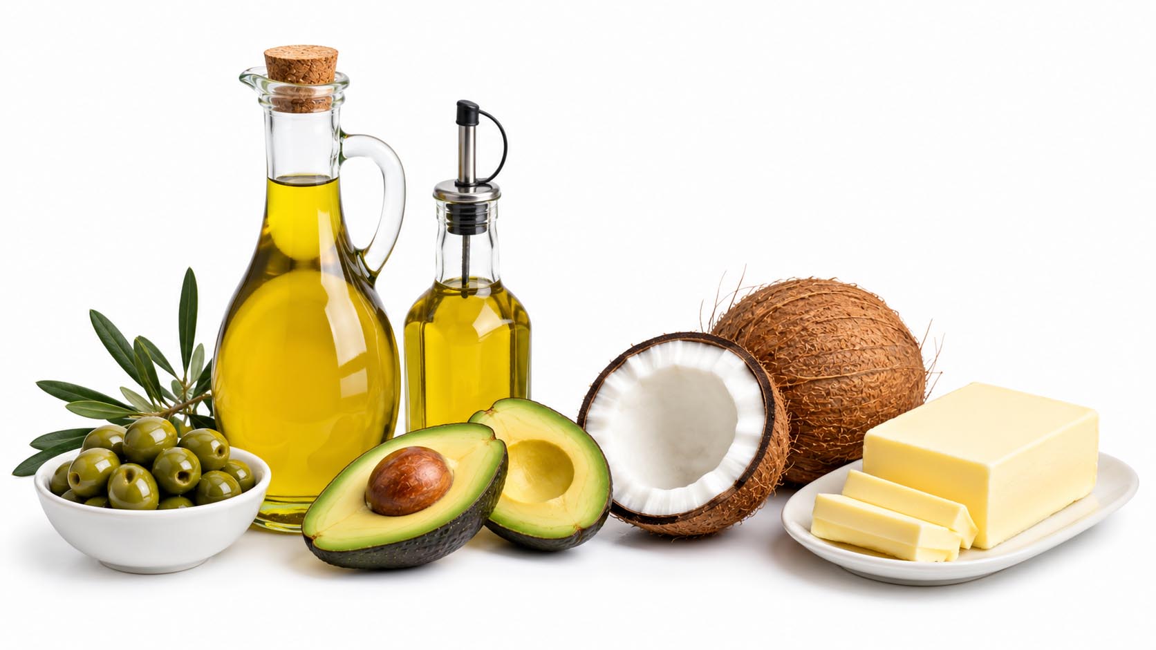Olive oil, butter and other cooking oils and fats