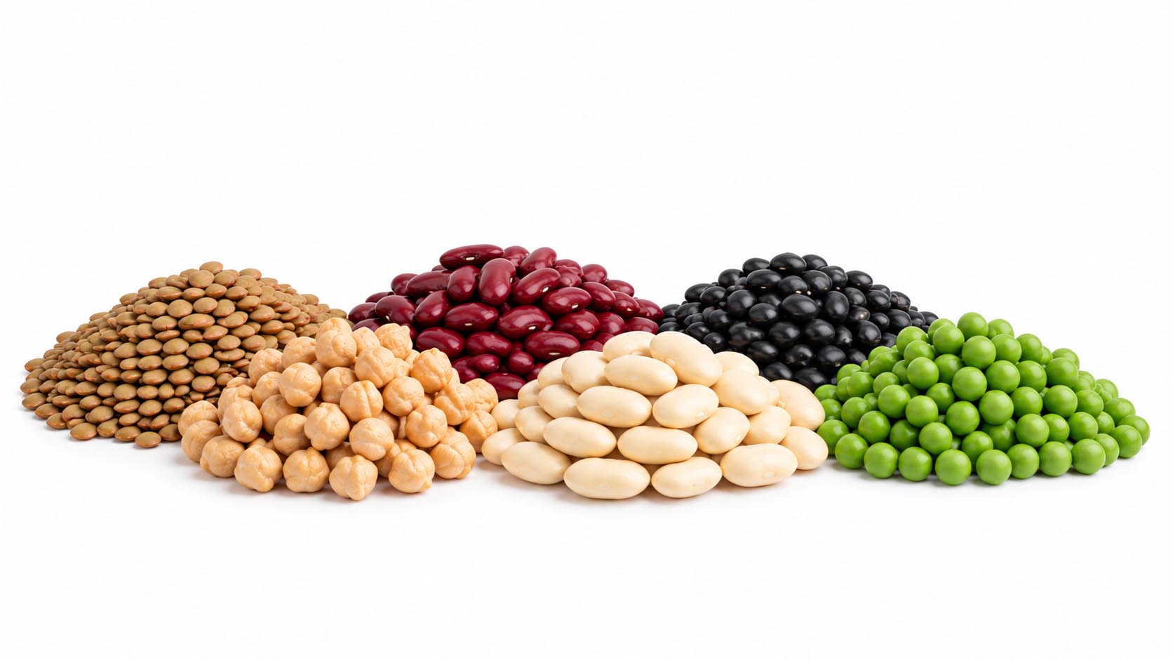 A selection of lentils, beans and chickpeas